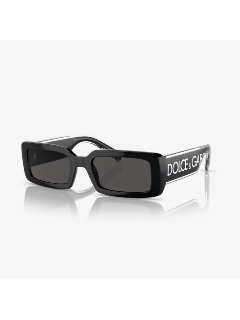 Dolce & Gabbana Black Rectangular Logo-Stripe Sunglasses